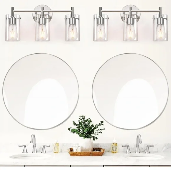 Modern Silver Vanity Light Fixture - Picture 4 of 8